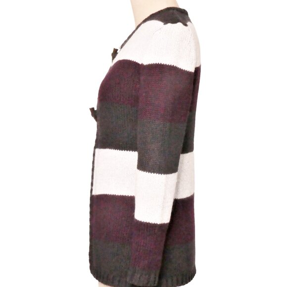 Juliane Multi Color Rugby Stripe Cotton Blend Cardigan S… - Picture 3 of 10